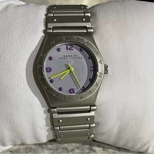 Marc by Marc Jacobs Silver Watch with Purple and Yellow Details